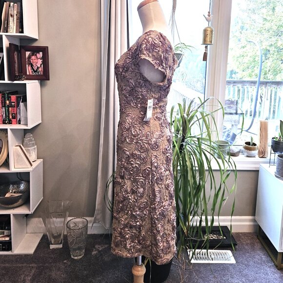 NWT Alex Evenings Rosette Lace Dress, 12P - Picture 7 of 10